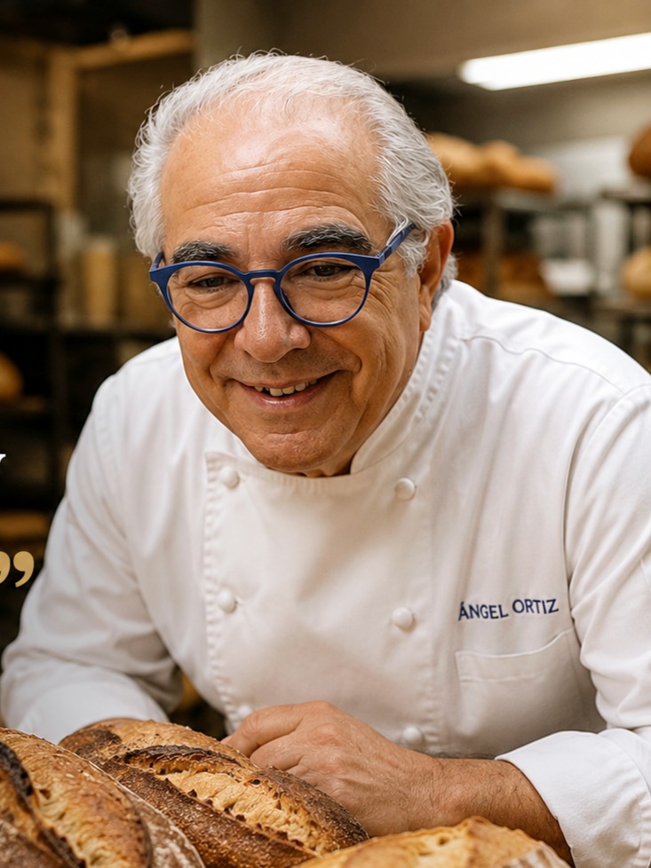 Ángel Ortiz trabajando con producto de panadería